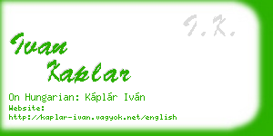 ivan kaplar business card